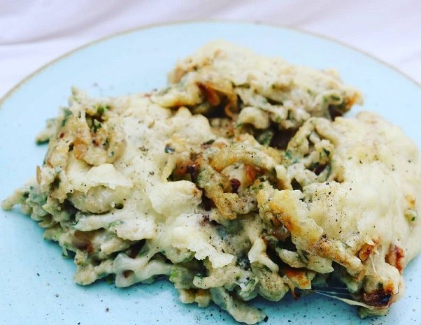Überbackene Spinatspätzle