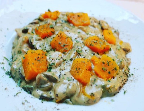 Kürbis Champignon Pfanne